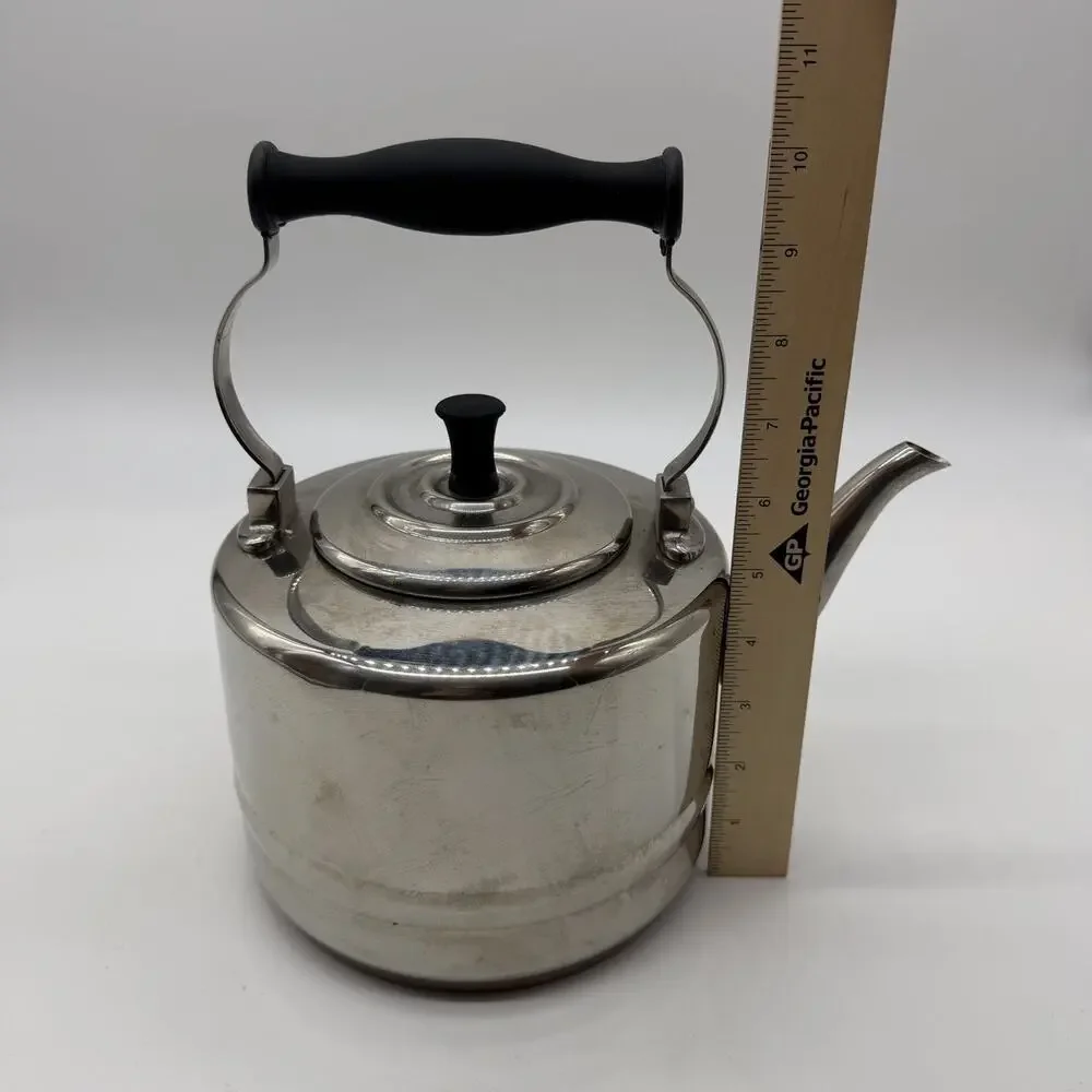 BonJour Tea Kettle 2qt/8C Stovetop Silver Stainless Steel Gooseneck Spout 53087